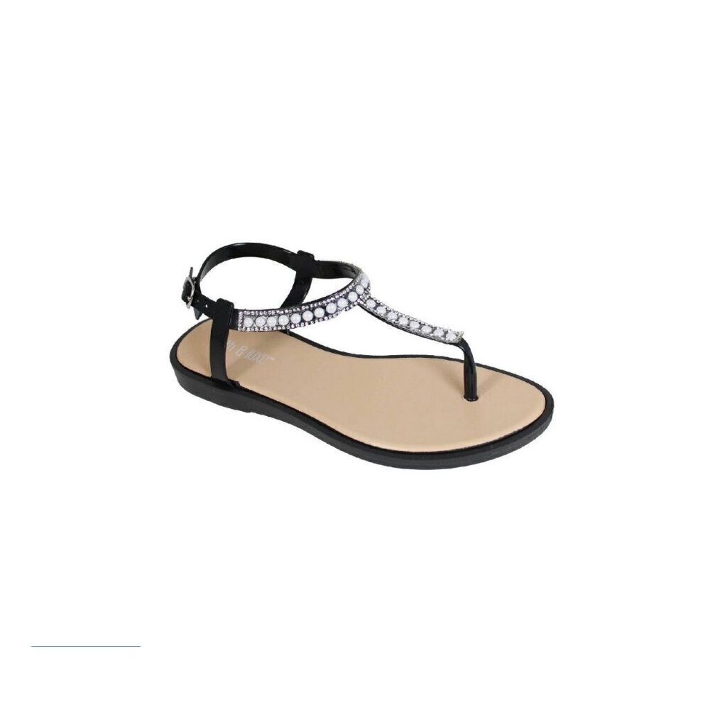 Fifth & Luxe women's pearl rhinestone t-strap flat sandal 7/8 NWT